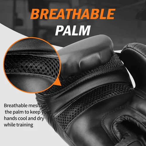 Vista 4 de Guantes de boxeo para hombres y mujeres, adecuados para boxeo, kickboxing, artes marciales mixtas, Muay Thai, MMA, entrenamiento con saco pesado