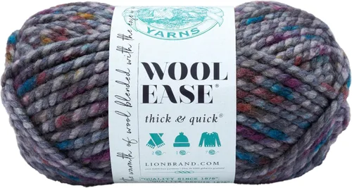 Vista 110 de Lion Brand Yarn - Ovillo de lana Wool-Ease Thick & Quick color fuerza aérea Super Bulky Wool Acrylic Blend Fiber for Soft Hats, Sweaters, Chunky