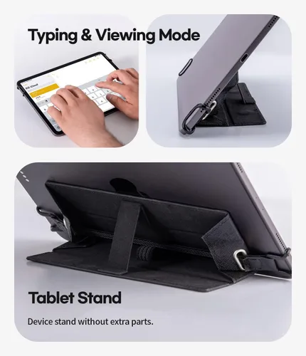 Vista 5 de Goospery [Soporte + soporte] Funda para Apple Pencil de 1ª y 2ª generación con cierre magnético, funda de piel elástica compatible con iPad Pro 12.9