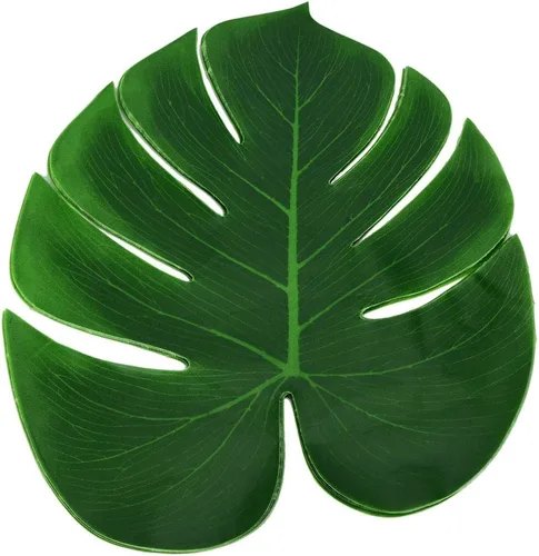 Vista 6 de TITA-DONG 12 manteles individuales de hojas de Monstera, decoraciones de fiesta tropical, hojas de palma para el domingo de Ramos, bandera de mesa