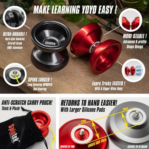 Vista 5 de R1 PRO - YoYo Profesional de Alta Gama - Yo para Adultos y Niños 8-12 - Dual y No Sensible - YoYo de Trucos - Amigable para Principiantes