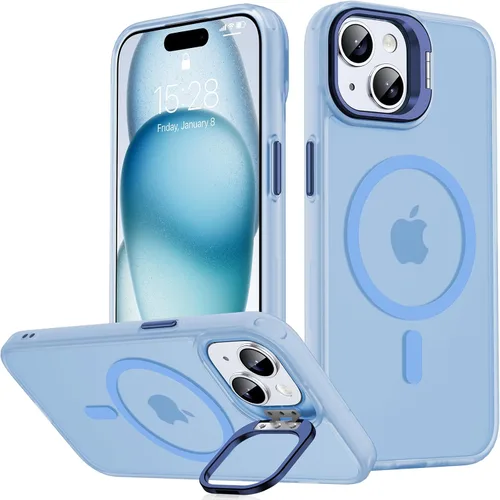 Vista 8 de JAME - Funda para iPhone 15 con 2 protectores de pantalla de vidrio templado [Compatible con Magsafe][Protección de grado militar] Funda delgada a