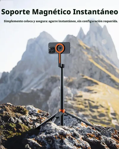 Vista 6 de TODI Trípode magnético de 65" para iPhone con control remoto, palo de selfie para iPhone Magsafe, soporte de trípode para teléfono celular