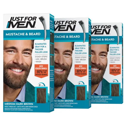 Vista 11 de Just For Men - Tinte para bigote y barba, coloración de barba para cabello gris con cepillo, con queratina, biotina, aloe vera y aceite de coco