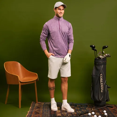 Vista 3 de Long Sleeve Golf Shirt Men 14 Zip Pullover Mens Long Sleeve Sun Protection Shirts UPF 50 Lightweight Athletic Pullover