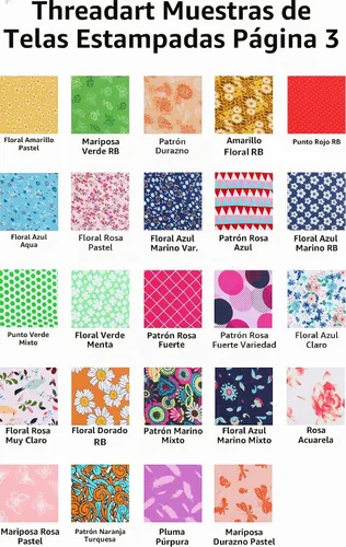 Vista 8 de Threadart Tela de acolchado de algodón de alta calidad, diseño floral azul aguamarina, 44 pulgadas de ancho, 100% algodón, acolchado, costura