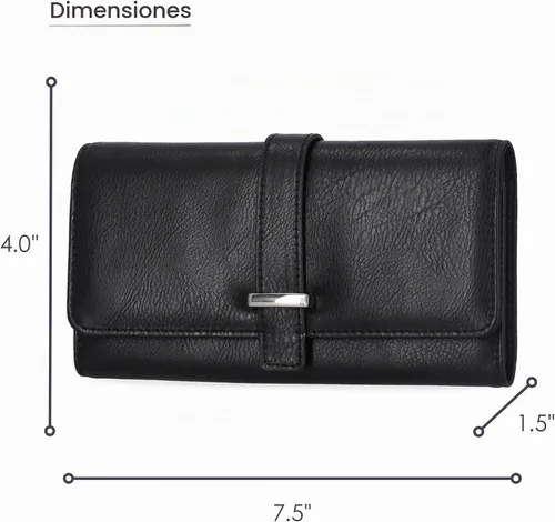 Vista 3 de Mundi File Master - Billetera de mujer con bloqueo RFID, organizador y monedero con bolsillo para monedas Negro (Bar)