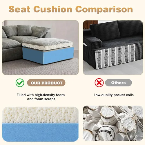 Vista 7 de Sofás modernos de nube de 109 pulgadas para sala de estar, sofá convertible en forma de L de asiento profundo sin huesos con otomana, sofá cómodo