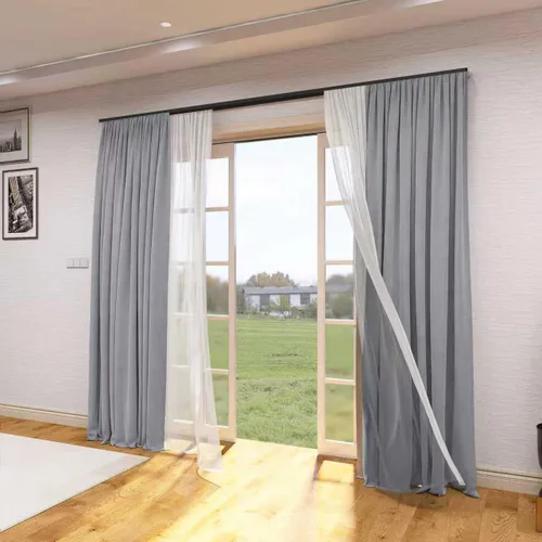Vista 7 de ZSHINE Barras de cortina de doble vía resistentes para montaje en techo, divisor de habitación para sala de estar o dormitorio (negro 6.6 pies)