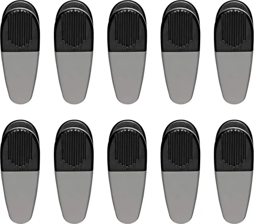 Vista 31 de Juego de 10 soportes magnéticos para notas, clip grande, plástico, color negro