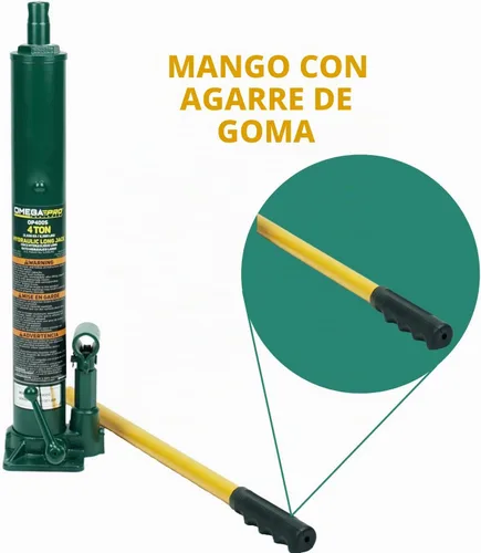 Vista 4 de Omega Pro Gato hidráulico largo Ram - Capacidad de 4 toneladas con base plana para taller de garaje automático, verde (OP400S)
