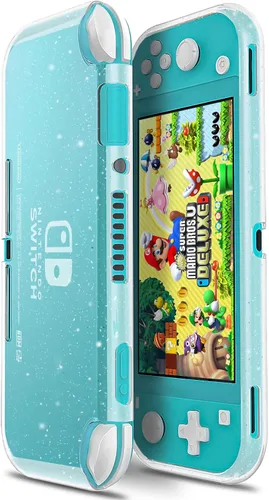 Vista 8 de DLseego Funda protectora compatible con Nintendo Switch Lite funda de TPU suave con purpurina con absorción de golpes y antiarañazos funda