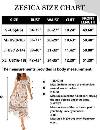 Vista 5 de ZESICA - Vestido de verano largo para mujer, diseño acampanado con cuello cuadrado y volantes, estampado floral y bohemio, para la playa