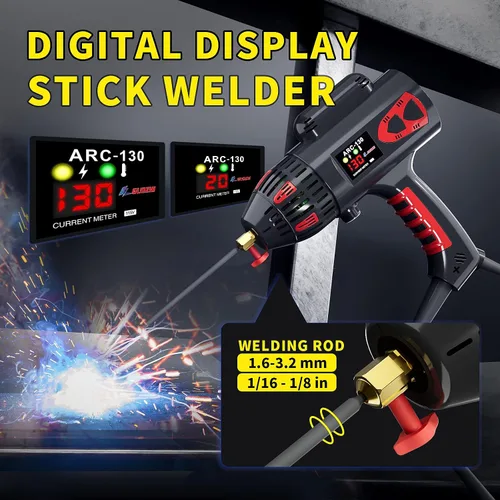 Vista 3 de GZ GUOZHI Máquina de Soldar Portátil de Mano, Soldador de Arco de 110V 130Amp Soldador de Mano Portátil, Inversor IGBT con Pantalla Digital, Juego