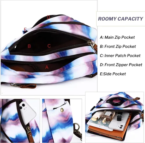 Vista 5 de Bolso de mensajero de lona para los hombres pequeña mochila hombro mochila mochilas de mujer Canvas, Genuine Leather, Shoulder Bag, Casual Daypacks