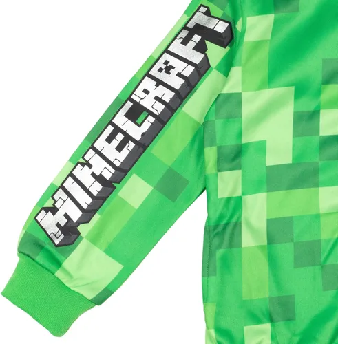 Vista 4 de Minecraft Creeper - Sudadera con capucha de forro polar con cremallera y malla para cosplay