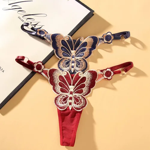 Vista 2 de Bragas florales sexy con tanga para mujer con tamaño ajustable