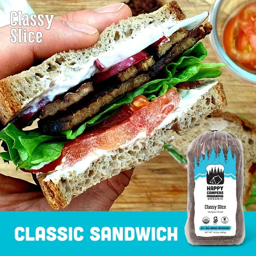 Vista 5 de Happy Campers Classy Slice Pan sin gluten, orgánico, sin OMG, vegano, pan de 16.2 onzas (paquete de 2)