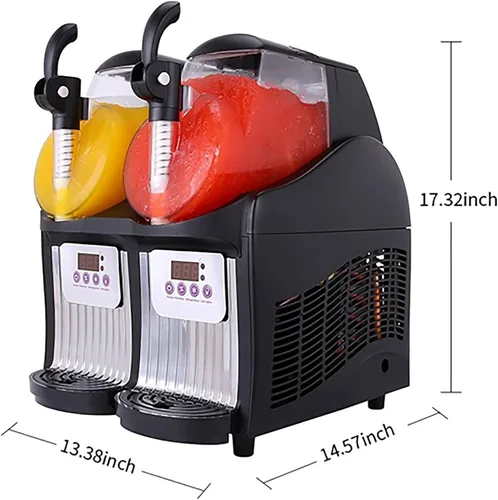 Vista 6 de COMAAM 5L Comercial Slushy Machine 2.5L x 2 Tanque Doble Máquina Eléctrica Automática Slush Maker Bebida Máquina de fusión de Nieve 300W