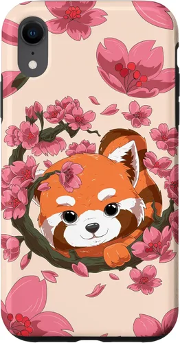 Vista 24 de Funda para iPhone 15 Pro Cute Red Panda y Sakura Cherry Blossom