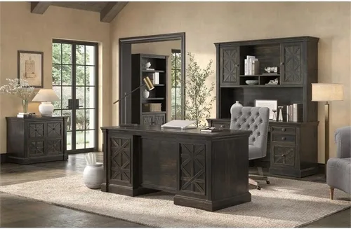 Vista 10 de Martin Furniture 66" W Madera Hutch con Puertas Almacenamiento de Oficina en Marrón Oscuro