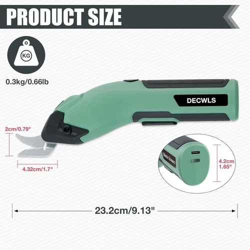 Vista 2 de Tijeras eléctricas inalámbricas para tela, tijeras de cartón recargables de 4 V con 3 cuchillas afiladas reemplazables, tijeras eléctricas