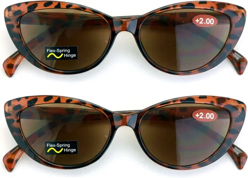 Vista 5 de 2 pares de lentes de sol de lectura Cateye Black Tortoise para mujer - Lectores de ojo de gato al aire libre