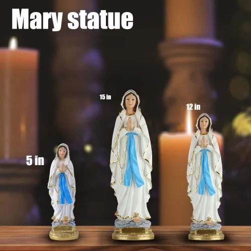 Vista 7 de Lourdes - Estatua de Virgen María, estatuas católicas de 5.7 pulgadas, estatuas de resina de regalo católico, adecuadas para decoración religiosa