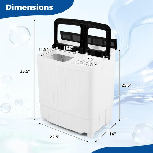 Vista 4 de COSTWAY Lavadora portátil de 18 libras con bomba de drenaje incorporada Negro+Blanco