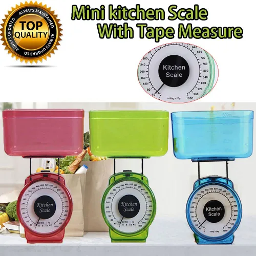Vista 3 de Báscula de cocina para hornear, esfera mecánica, cuenco compacto, para cocinar, hornear, 2.2 lbs, aspecto retro, vintage, cocina, alimentos, báscula