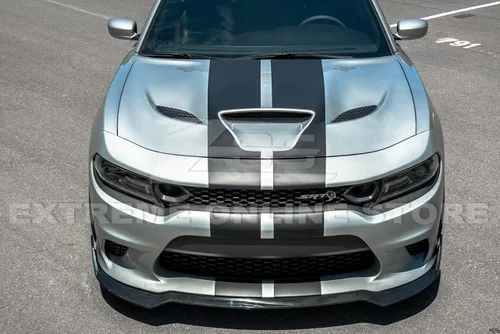 Vista 5 de Repuesto para Dodge Charger 2015 SRT Style 3 piezas parachoques delantero inferior divisor de labio (plástico ABS - negro plano)