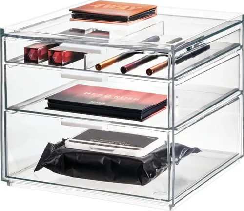Vista 9 de iDesign The Sarah Tanno Collection - Organizador de cosméticos y esmaltes de uñas de plástico, 5 compartimentos, transparente