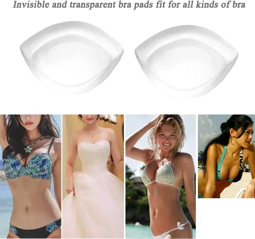 Vista 8 de 1 par de almohadillas de silicona reutilizables e invisibles, suaves e impermeables, con forma de abulón, para sujetador de vestido, bikini