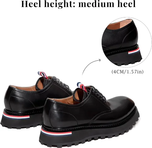 Vista 4 de Zapatos de vestir para hombre, zapatos Oxford, zapatos de cuero para hombre, zapatos de cuero casuales con cordones, zapatos de vestir negros
