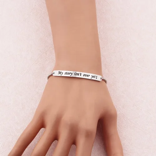 Vista 2 de MYOSPARK My Story Isnt Over Yet Pulsera estilo ID de recuperación inspiradora regalo semiccolon