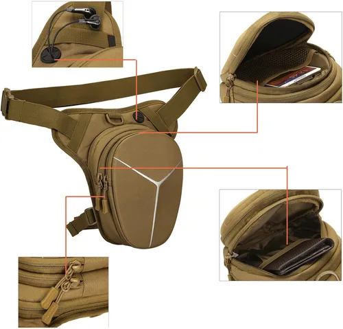 Vista 5 de Bolsa de pierna caída, de carcasa dura, con rayas reflectantes, paquete de cintura expandible para muslos, bolsa cruzada, bolsa cruzada para viajes