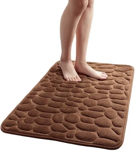Vista 3 de Alfombra antideslizante de Baño con Relieve De Adoquines, Alfombra Antideslizante De Vellón Coral Para Bañera, Suelo De Ducha, Felpudo, Almohadilla
