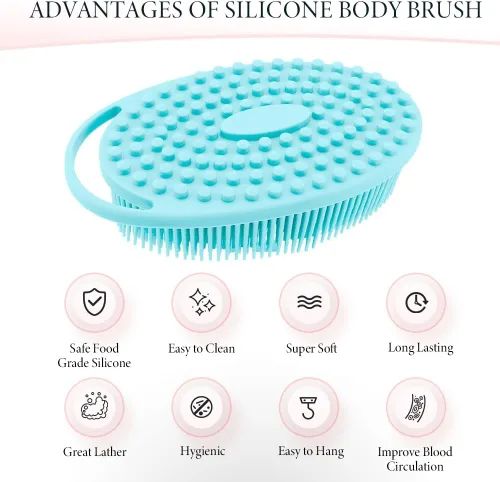 Vista 3 de Exfoliante corporal de silicona, exfoliante de lufa, exfoliante corporal de lufa, limpiador corporal de ducha, paquete de 2 unidades, exfoliante