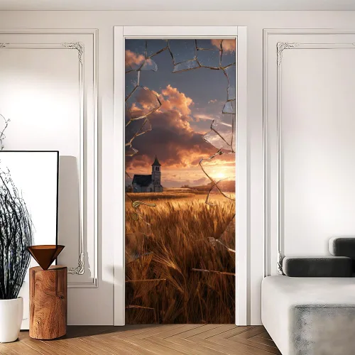 Vista 24 de Enchanted Secret - Mural para puerta de jardín, despegar y pegar, cubiertas decorativas de puerta de arco floral talladas vintage, adhesivo