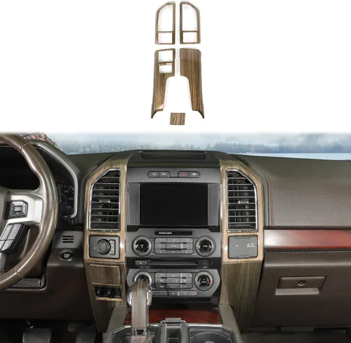 Vista 9 de Cubierta de panel de tablero de consola central compatible con Ford F150 2015-2020 compatible con Ford F150 2015-2020 accesorios de decoración Madera