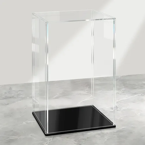 Vista 26 de LANSCOERY - Caja de exhibición de acrílico transparente para armar mostradores, organizadores de cubos, soportes a prueba de polvo, caja de Negro