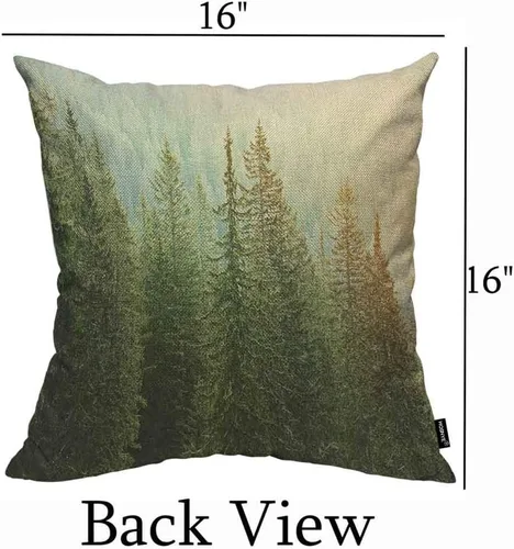 Vista 2 de HOSNYE Funda de almohada decorativa de árboles de abeto y pino 16x16, árboles verdes saludables en un cojín de almohada de abeto antiguo, funda