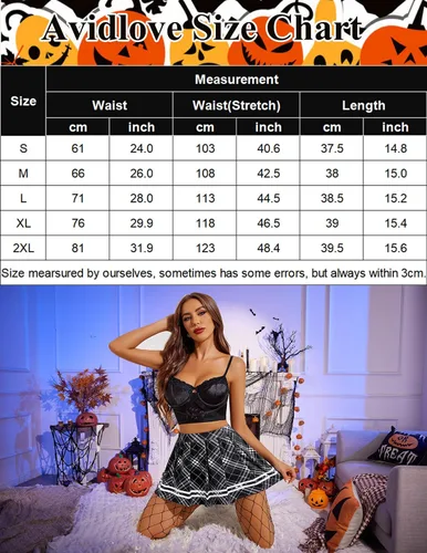 Vista 6 de Avidlove Falda plisada para mujer, uniforme escolar, minifalda plisada para animar
