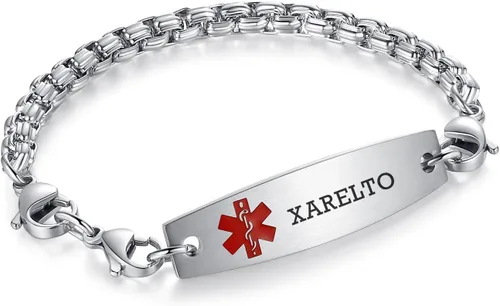 Vista 214 de Brazaletes de alerta médica ajustables de 7.5" a 9" para mujer/hombre, de acero inoxidable, intercambiables Cadena de bloque
