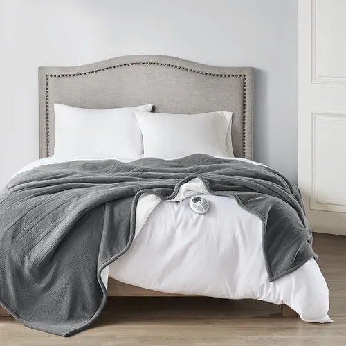 Vista 34 de Serta - Manta de vellón sherpa reversible, ultrasuave y tejida, manta térmica, manta eléctrica; cómoda, agradable y abriga y protege del frío