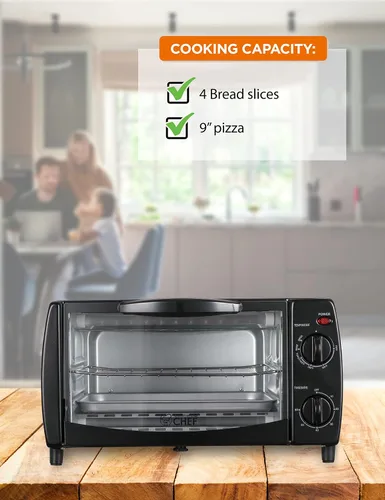 Vista 5 de Commercial Chef Horno tostador mecánico de 4 rebanadas de 10 litros