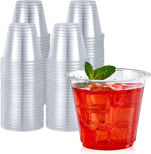 Vista 13 de Turbo Bee Paquete de 100 vasos de plástico transparente de 16 onzas, vasos desechables de plástico de cristal para fiesta para café helado, batido