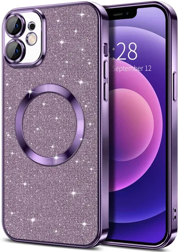 Vista 53 de Hython para iPhone 16 Funda con chispas brillantes, fundas transparentes magnéticas con protector de lente de cámara [Compatible con MagSafe]