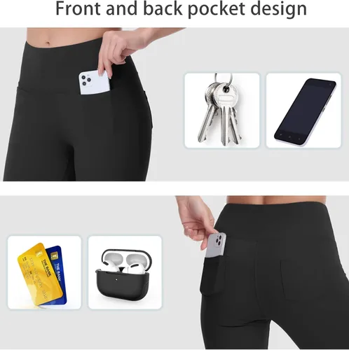 Vista 5 de THE GYM PEOPLE Leggings casuales de yoga para mujer, cintura alta, control de abdomen, pantalones de entrenamiento con 4 bolsillos