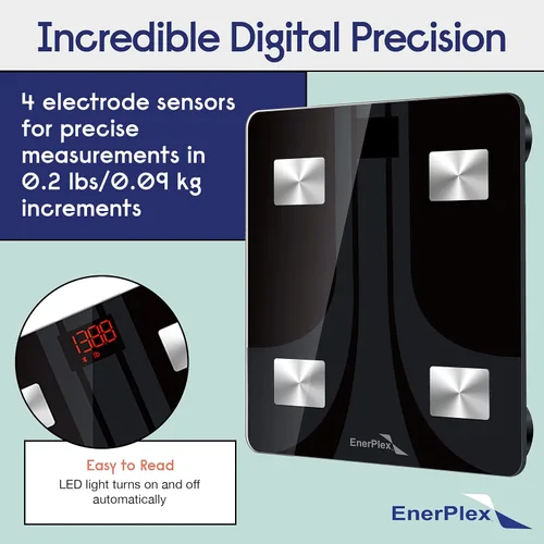 Vista 4 de EnerPlex - Báscula para peso corporal: compatible con Bluetooth, báscula de baño digital precisa para pesaje y entrenamiento en casa con analizador
